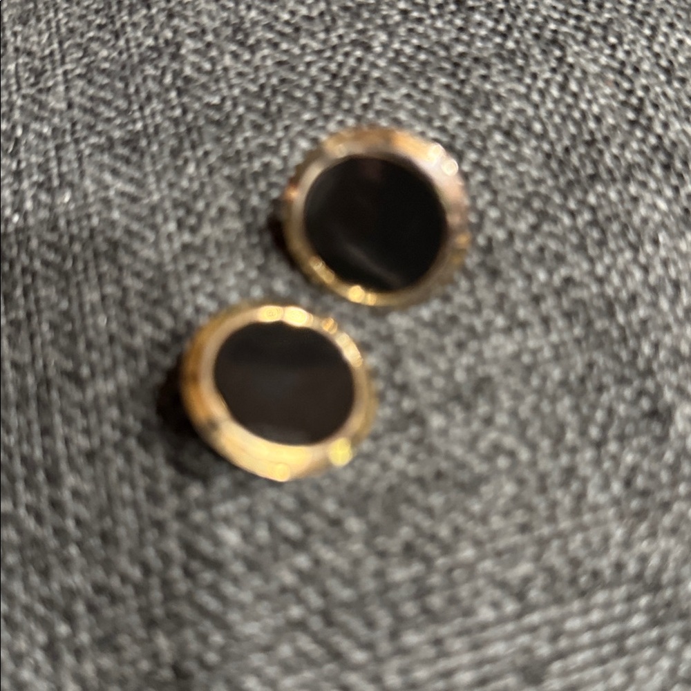Goldtone and Black Round Earrings clamp on